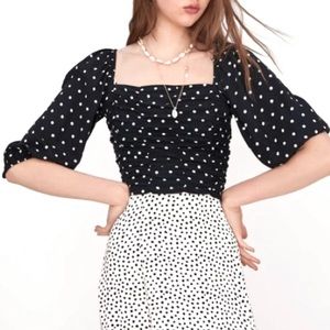 ZARA polka dot cropped blouse
